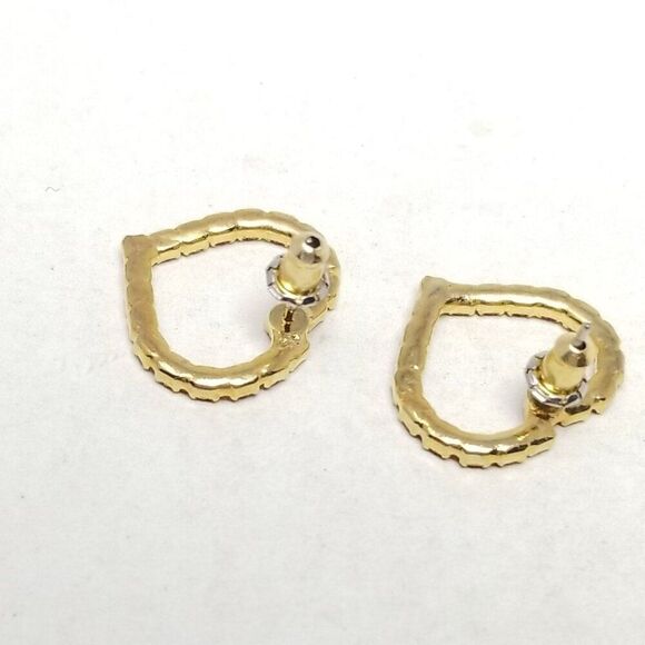 Vintage Red Rhinestone Heart Shape Stud Earrings, Gold Tone Setting, Estate - Picture 2 of 5